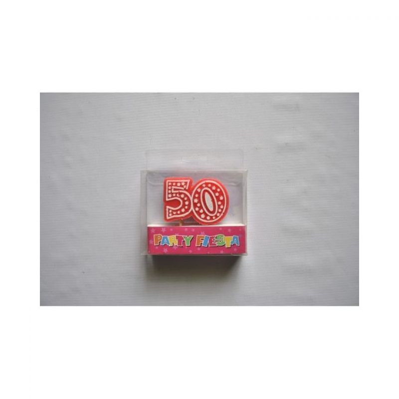 Pack of 1 - Vela N 50 Roja Con Topos (Candle- 50 Number) - SA